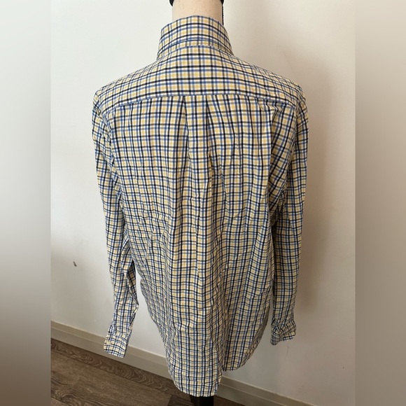 Chaps Dress Shirt Mens button front  plaid yellow and blue SZ M - Picture 4 of 6